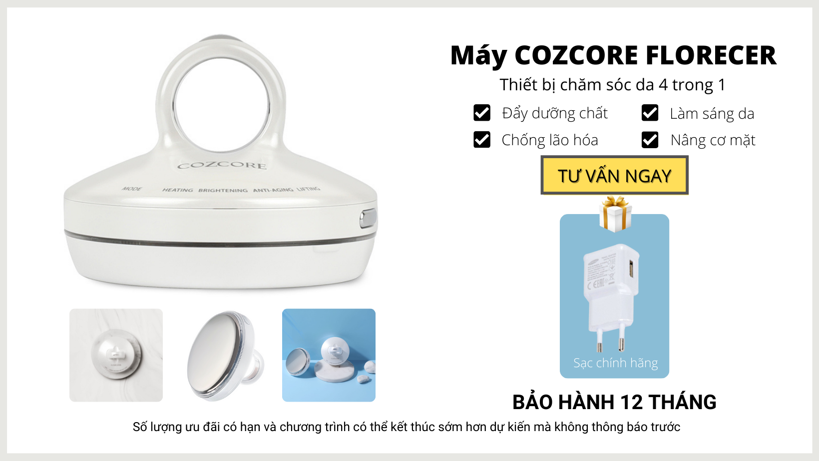 Máy Chăm Sóc Da Mặt COZCORE Florecer Đẩy Dưỡng Chất - Làm Sáng Da - Chống Lão Hóa - Nâng Cơ