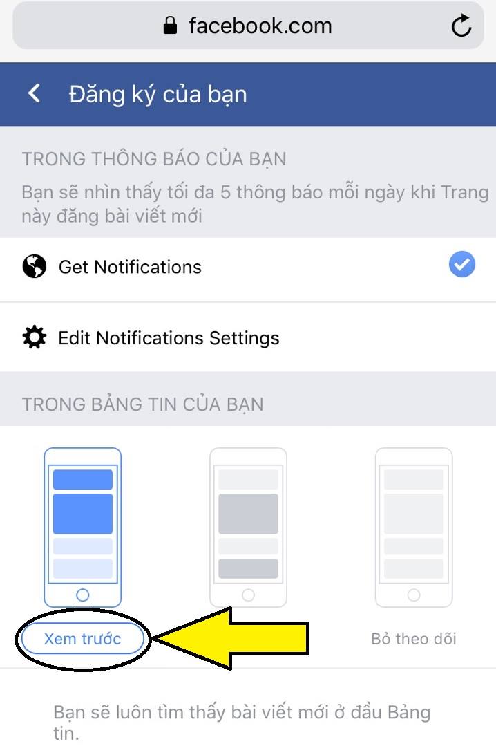 Bật chế độ theo dõi Facebook Dr. Roller chính hãng trên mobile