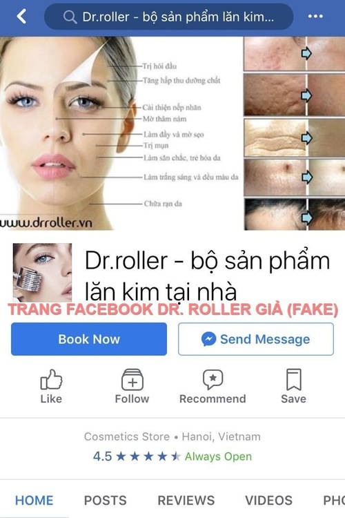 Trang facebook Dr. Roller giả nhái